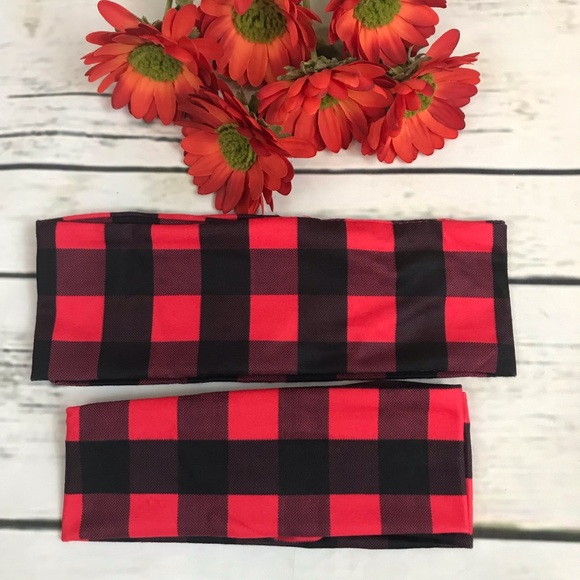 2Pc Mother/Daughter Buffalo Plaid BowKnot Headband - Picture 4 of 8